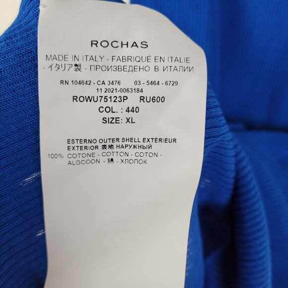 NWT Rochas Paris Blue Ribbed Logo Tank Top Size XL Designer Luxe Minimalist - Picture 11 of 13